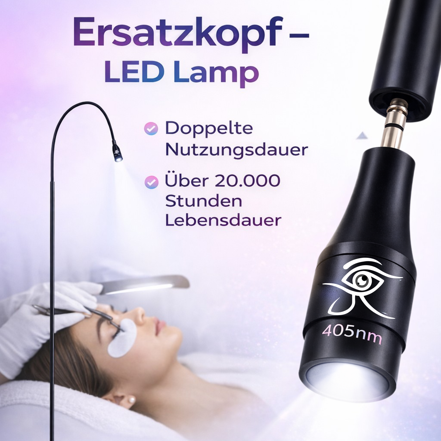 LED Wimpern Lampe + Komplettset inkl. Online Schulung – für LED/UV Wimpernkleber (neueste Generation)